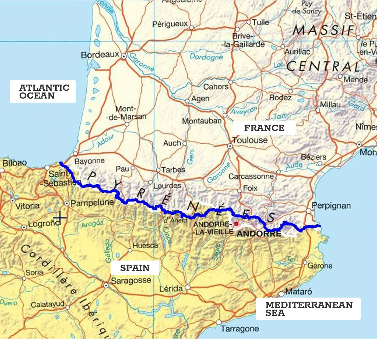 Map of the Haute Route de Pyrénées